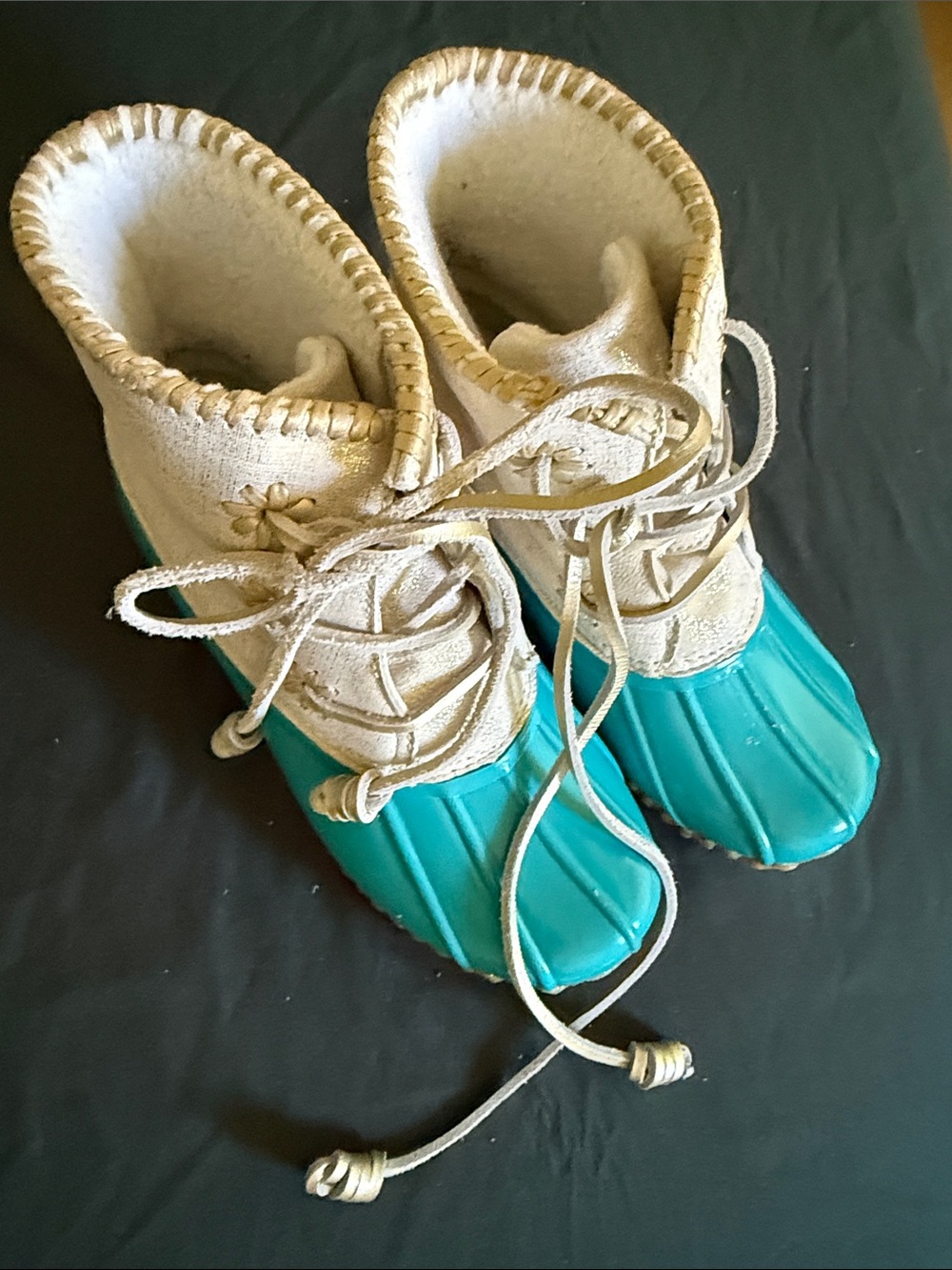 Jack Rogers Teal and Cream Duck Boots
